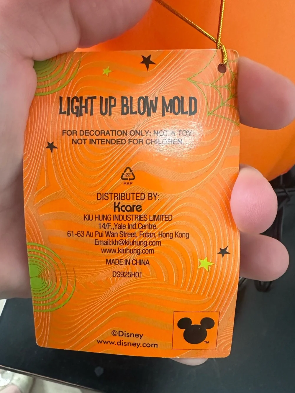 Disney Mickey Mouse Pumpkin Light-Up Blow Mold Halloween Decor NWT